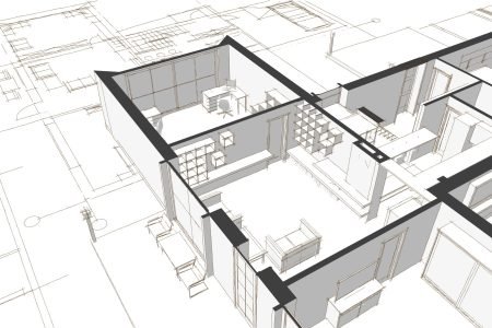 house architecture sketch 3d illustration